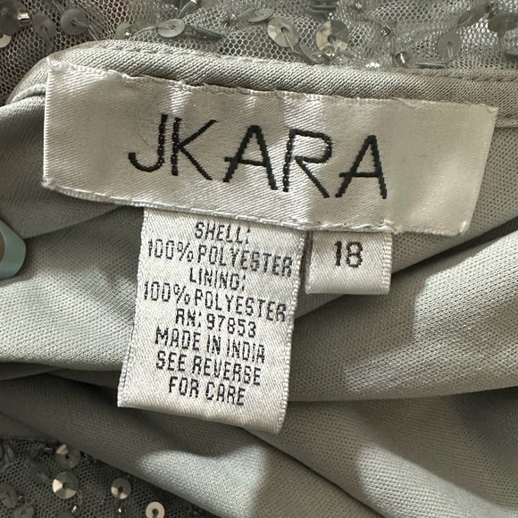 J Kara Silver Beaded Empire Waist Gown 18 - Picture 5 of 6